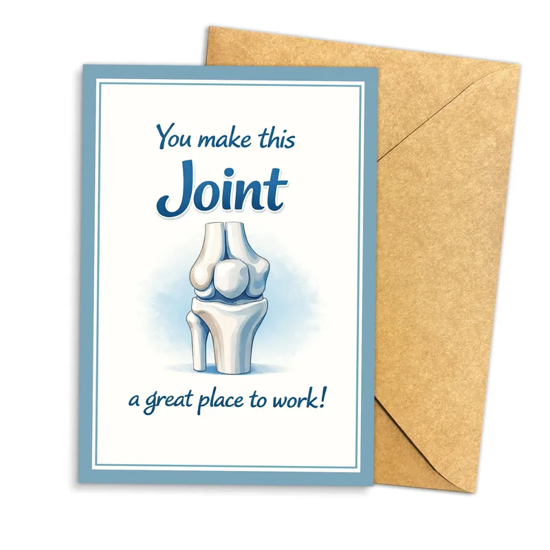 Blue Knee Joint Thank You Card for a Coworker Leaving