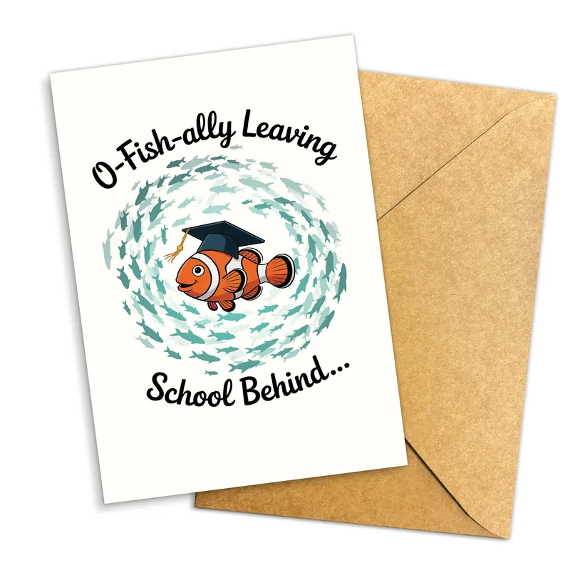 Graduation Cap Bubbles Congratulations Card for Fishy Departures