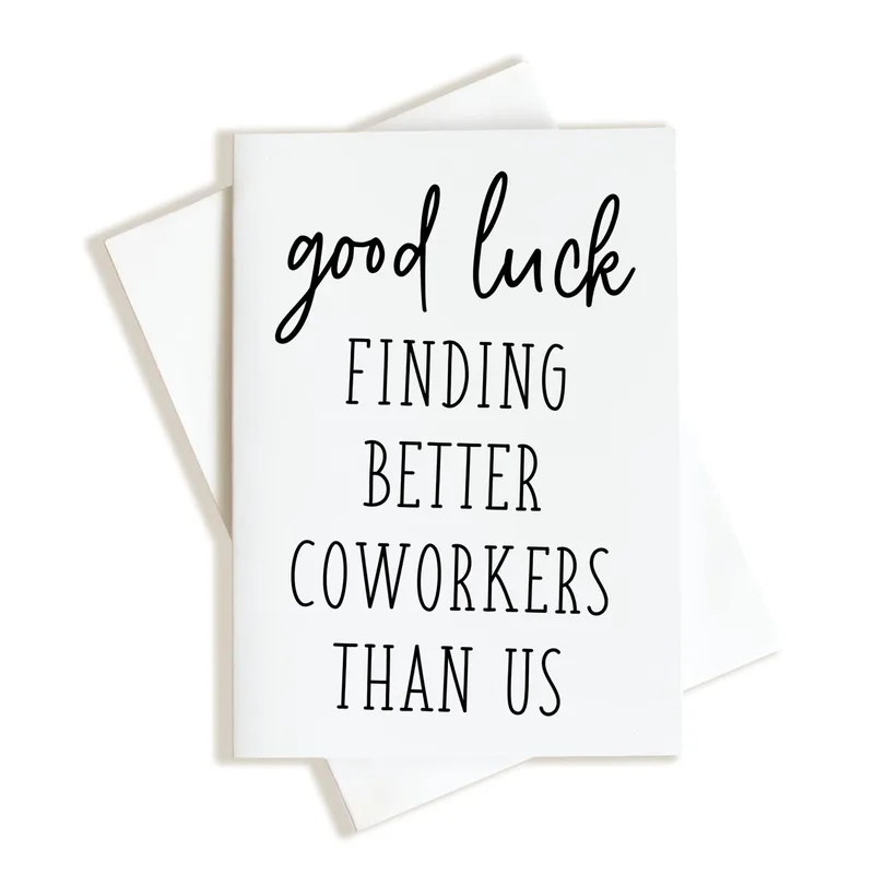 Script Minimal White Farewell Card for Leaving Coworkers