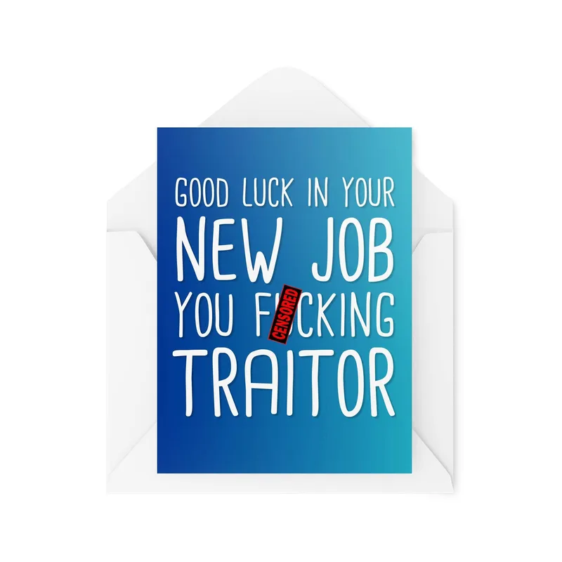Gradient Bold White New Job Card for a Leaving Coworker