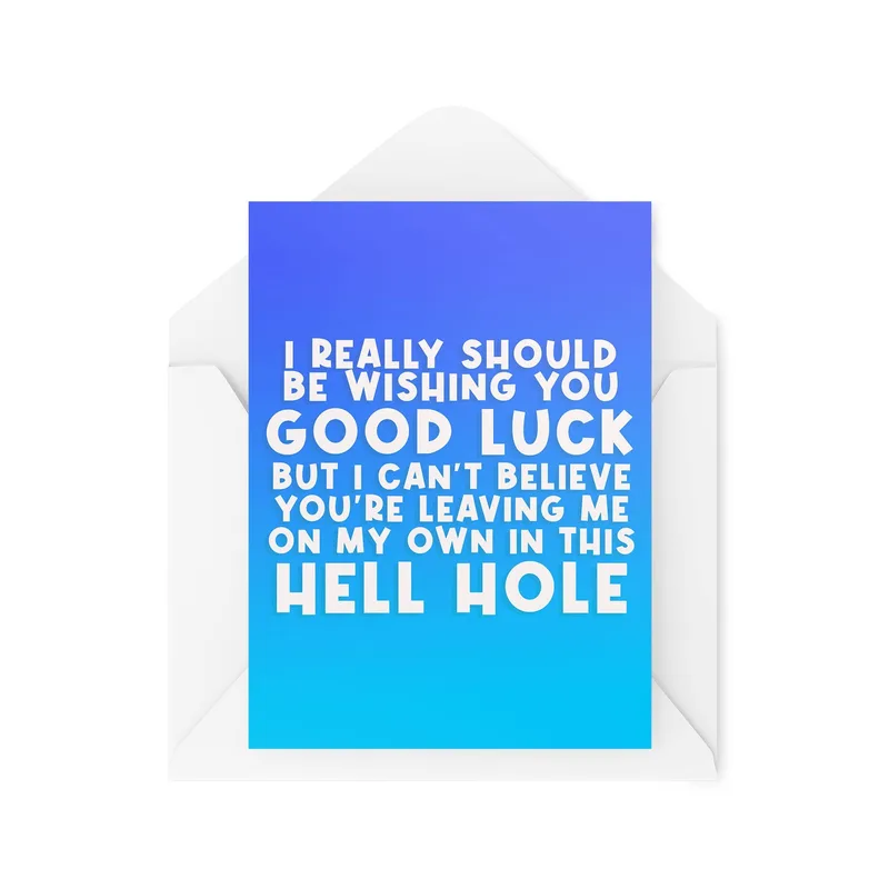 Blue Gradient Bold Farewell Card for the Coworker Who Needs to Leave