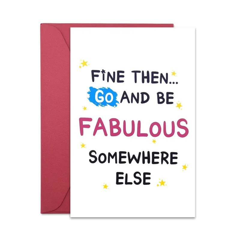 Script Stars White Farewell Card: Fine Then Go