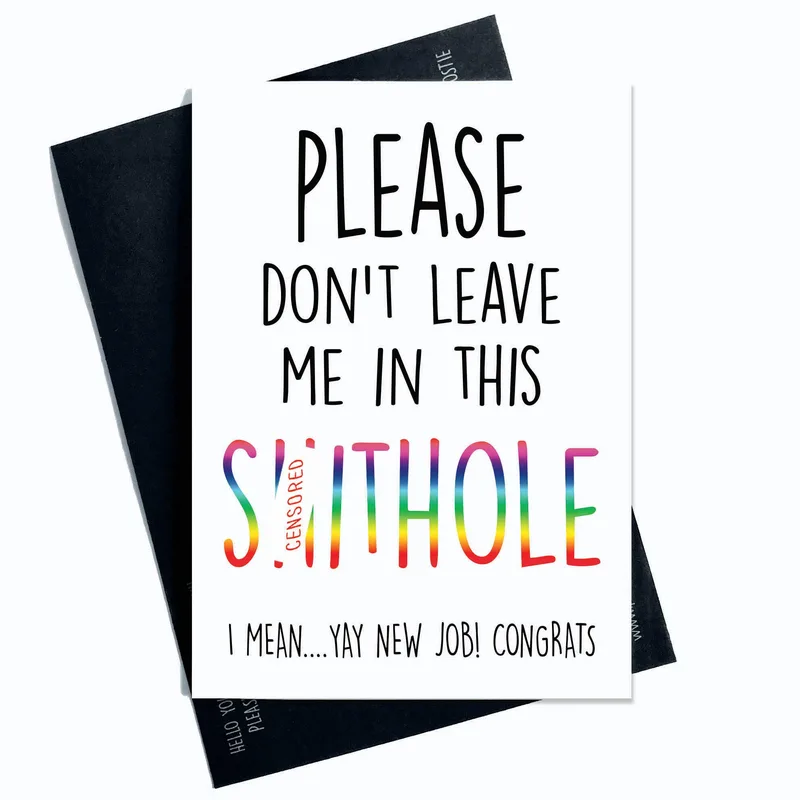 Multicolor Black Envelope New Job Card for a Leaving Coworker