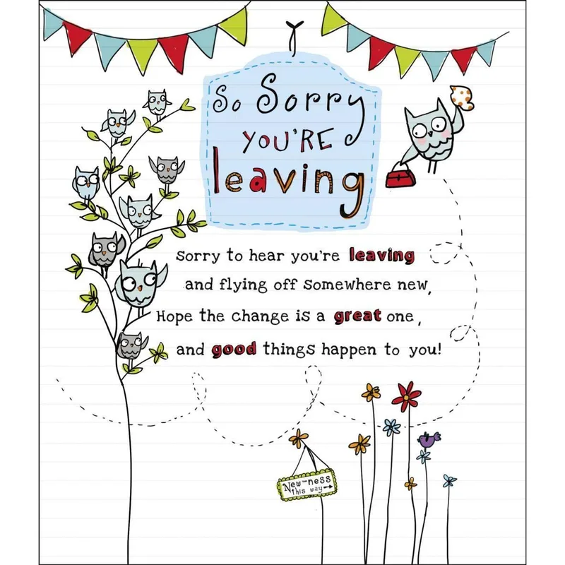 Bunting Flowers Line Farewell Card for Coworkers Leaving Office