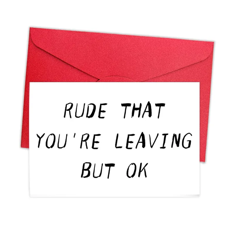 Envelope White Card Farewell Card Rude That You're Leaving But Ok