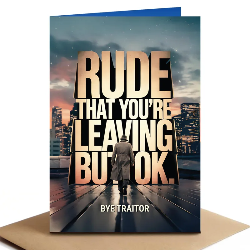 Blue Skyline Bold Farewell Card for the Coworker Who Dares to Quit