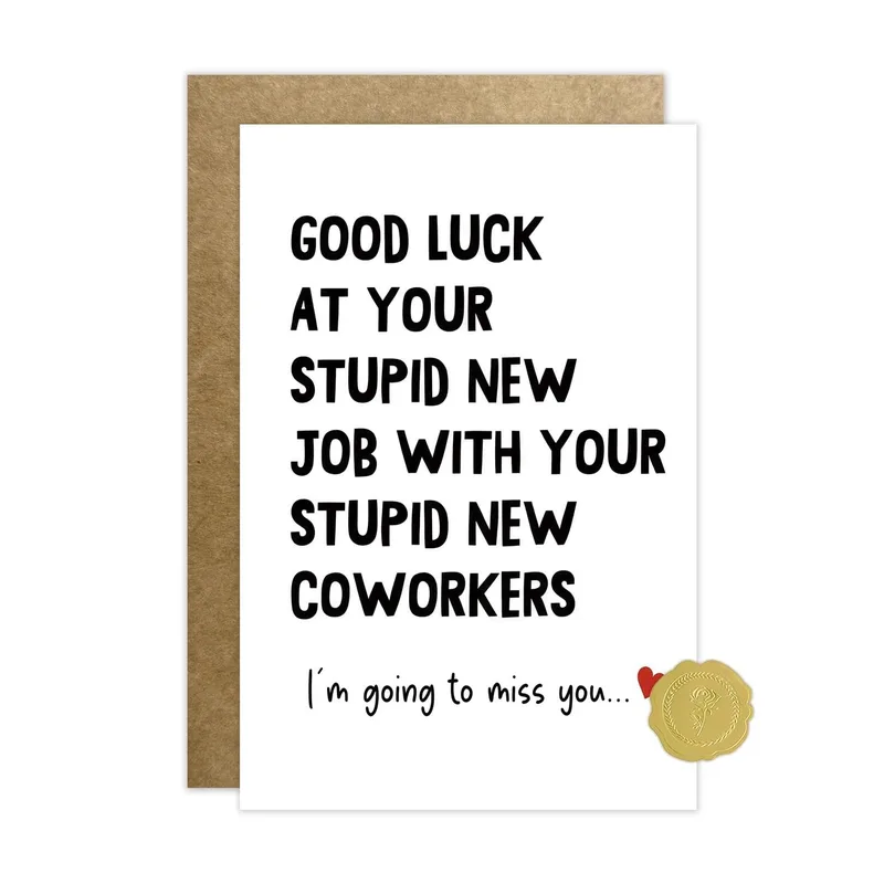 Black Kraft Envelope New Job Card for the Coworker Moving On