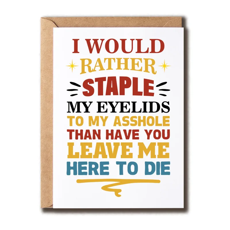 Colorful Serif Kraft Farewell Card for Rude Coworker Goodbyes