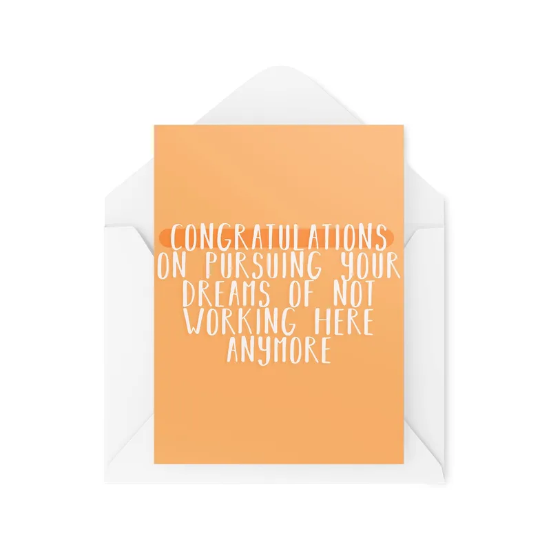 Orange Solid Card Farewell Card Congratulates Coworker
