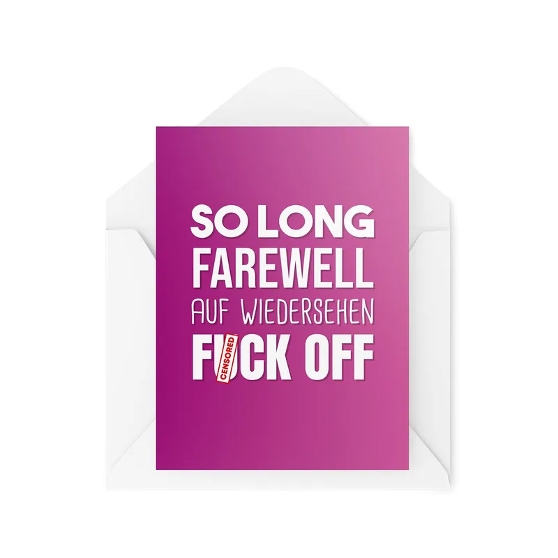 Magenta Gradient Bold Farewell Card features bold white text