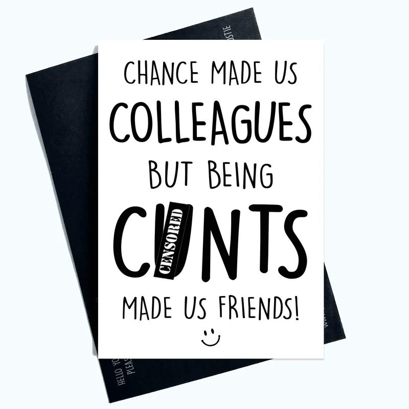 Black White Card Coworker Card featuring a funny farewell message