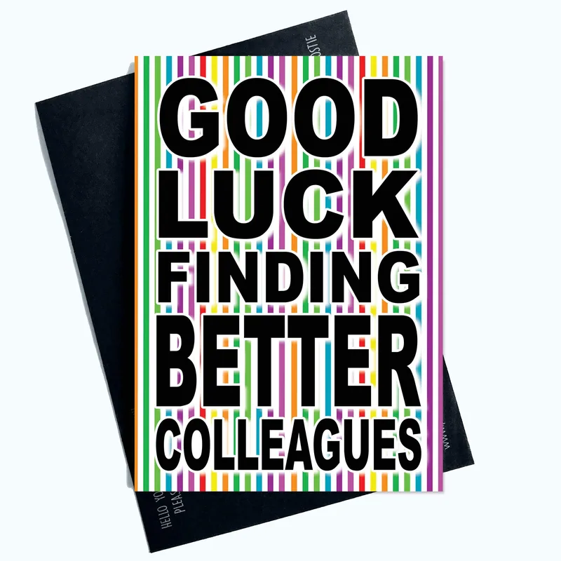 Rainbow Striped Bold Good Luck Card for Coworker Farewell