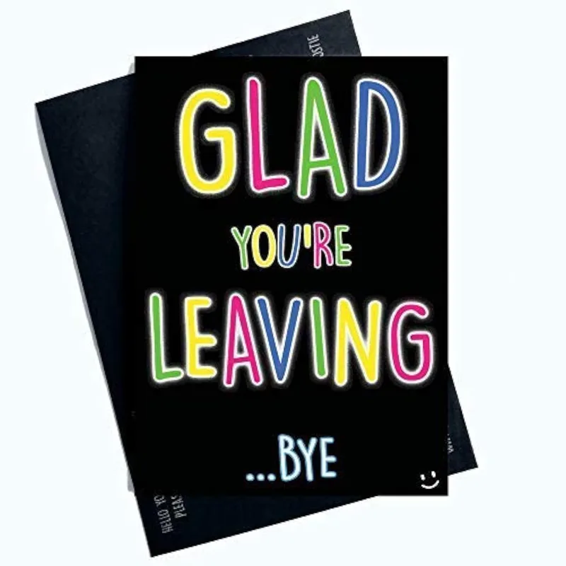 Lettering Black Card Farewell Card features neon text saying