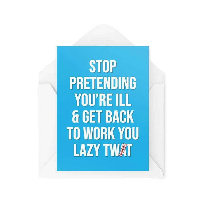 Blue Card Bold Get Well Card for the Coworker Who Needs a Wake-Up Call