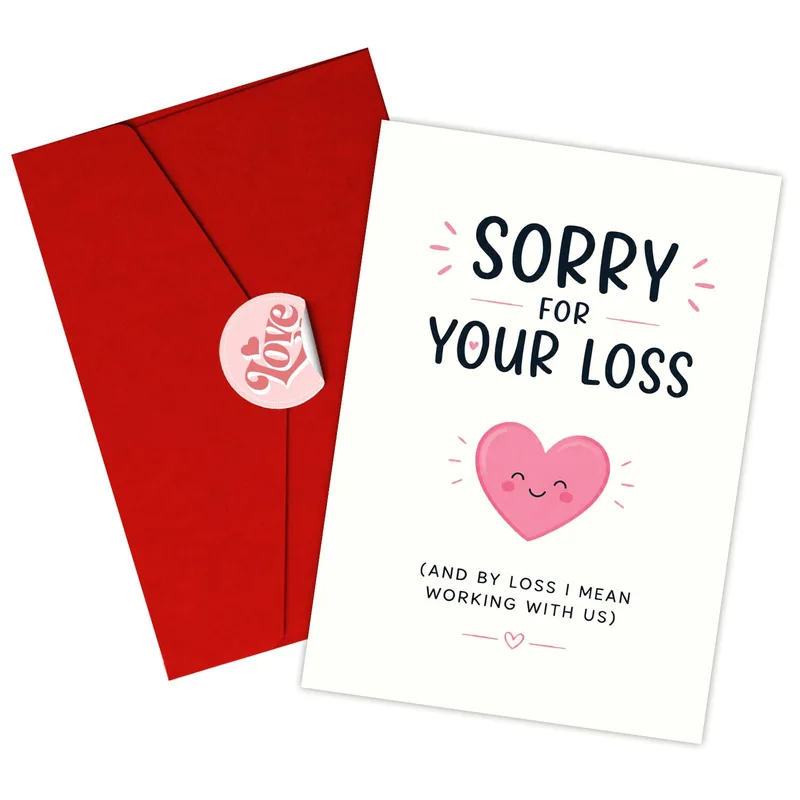 Heart White Card Sorry Card for Coworker Farewell and Office Humor