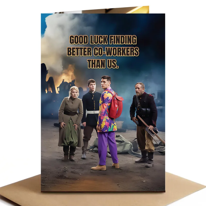 Three People Smoke Good Luck Card for Coworker Farewell