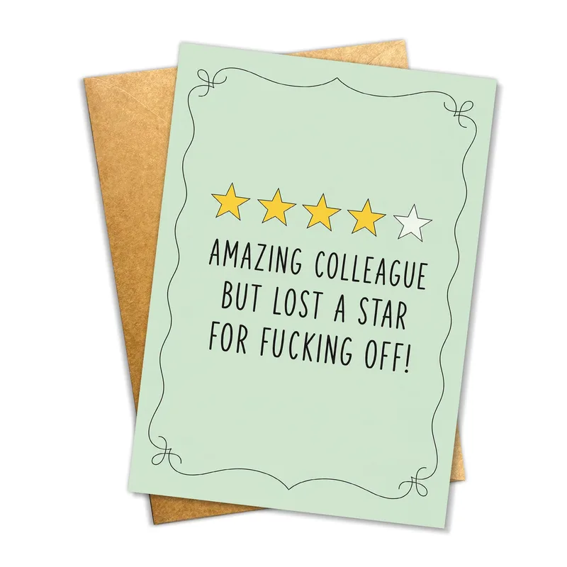 Green Five Stars Coworker Card for a Leaving Colleague