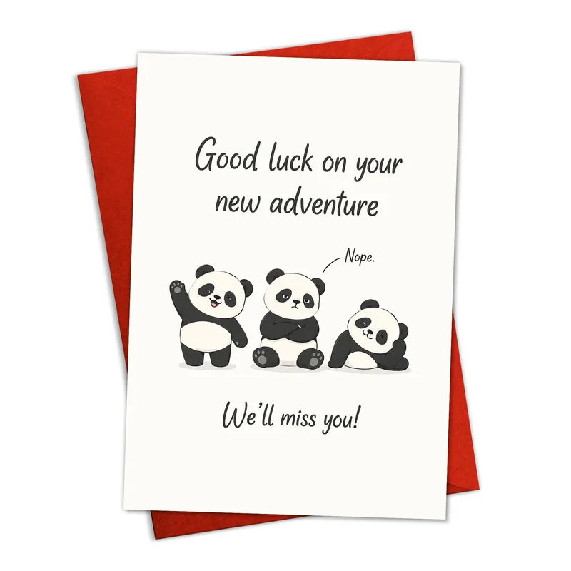 Three Panda Bears Farewell Card – Greeting Card in natural