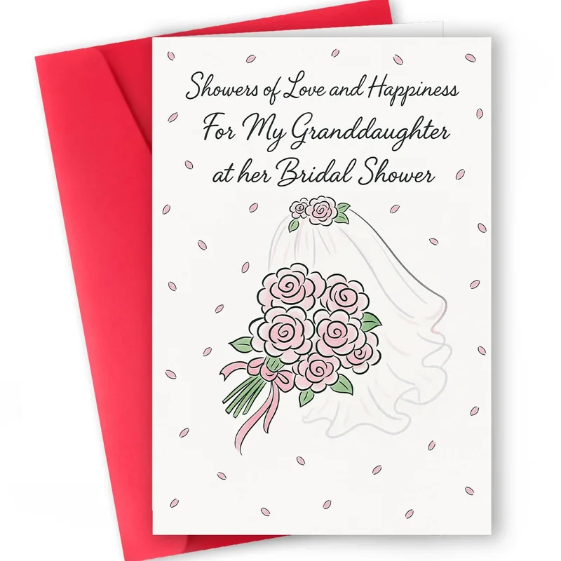 Granddaughter Bridal Shower Card Celebrating a Bride with Pink Roses