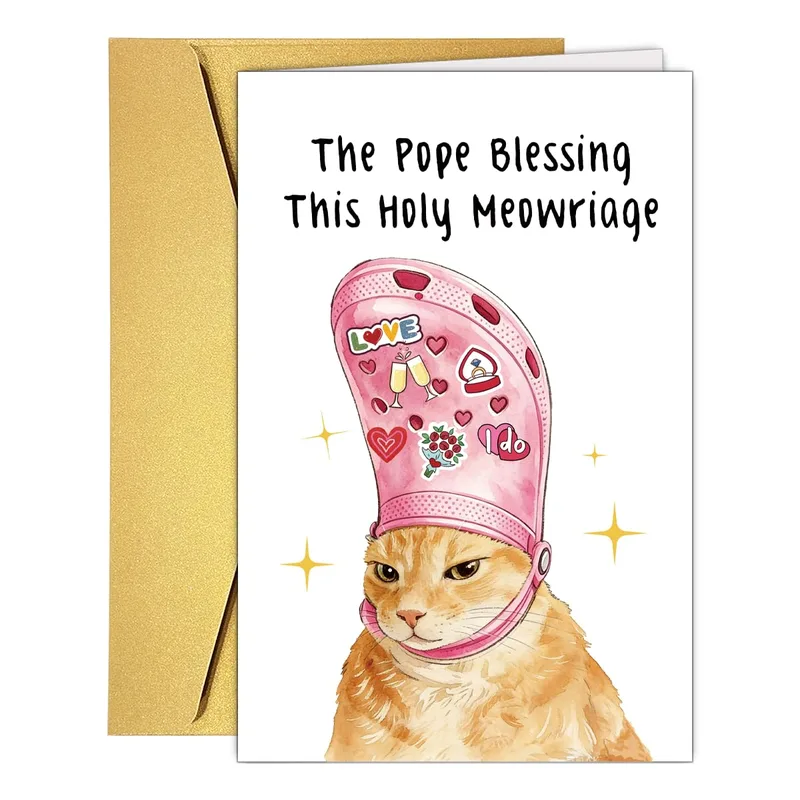 Cat Wedding Card: A Holy Meowriage Blessing