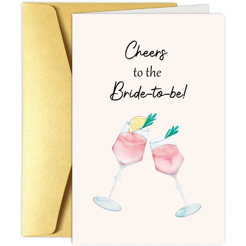 Engagement Toast Card: Pink Wine Glass Cheers