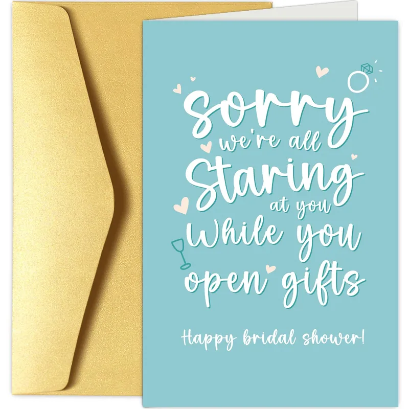 Wedding Shower Card: Staring Eyes and Open Gifts