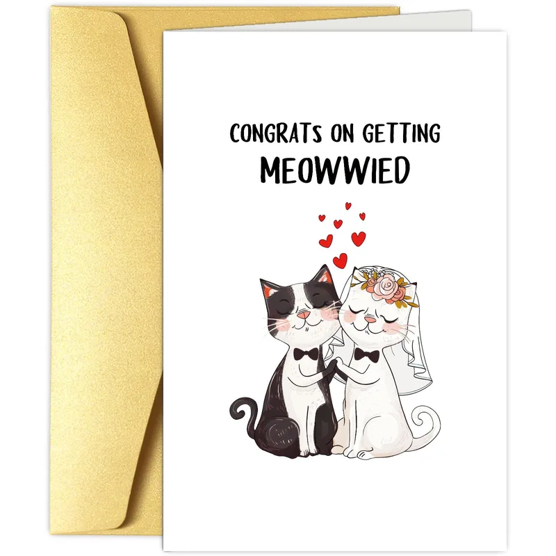 Meowwied Wedding Card for Cat-Loving Newlyweds