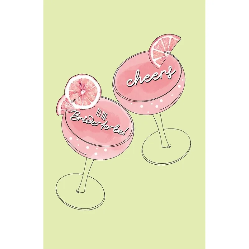 Cheers Bride Card: Pink Cocktail Glasses for the Bride-to-Be
