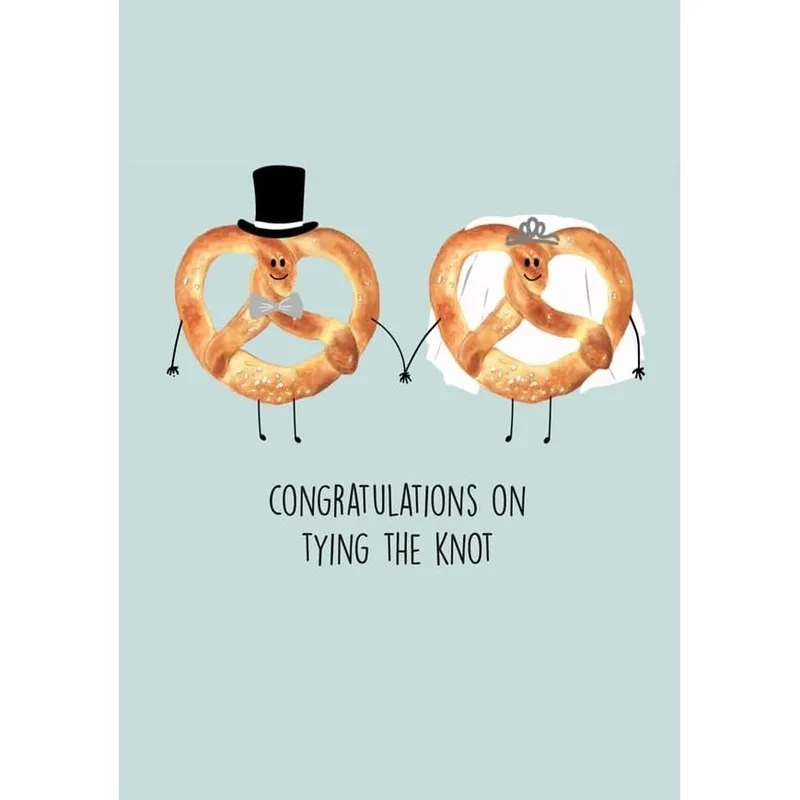 Pretzel Wedding Couple Card for Newlyweds and Friends
