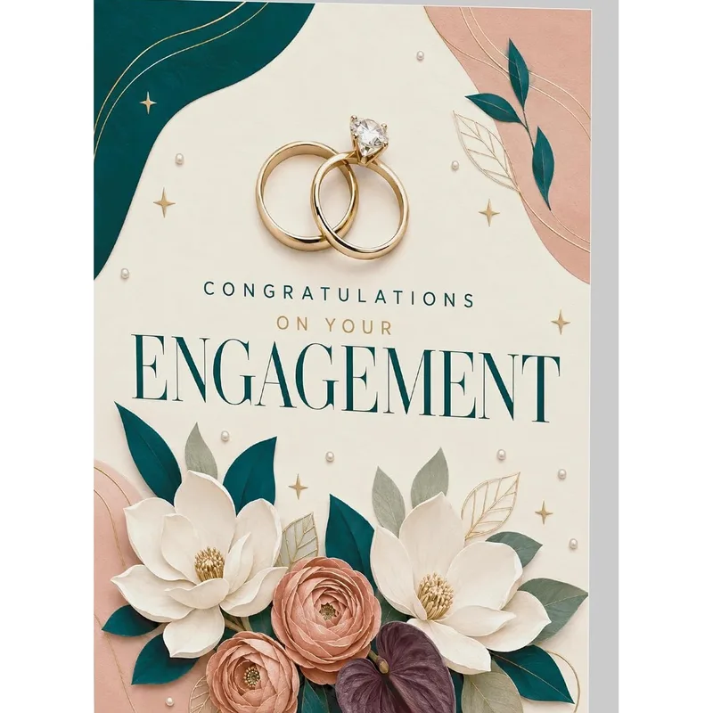 Floral Engagement Card for Newly Engaged Couples