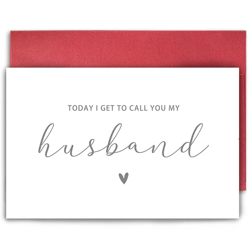 Husband Wedding Card: A Gray Script Heart Note