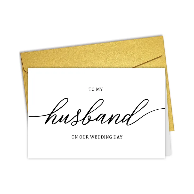 Husband Wedding Day Card with a Black Script Design