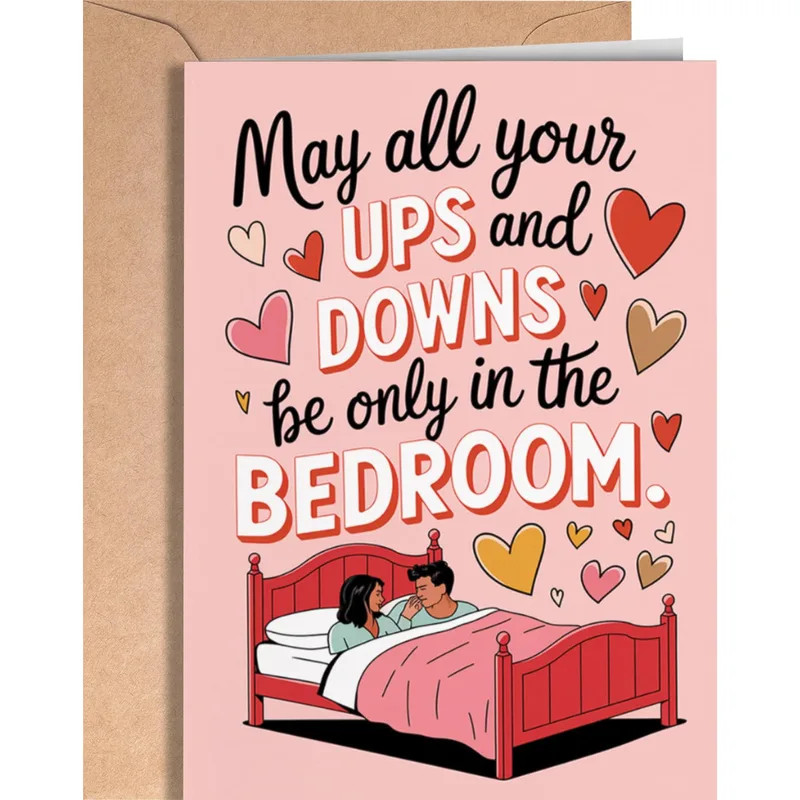 Naughty Wedding Card for Newlyweds With a Bedroom Joke
