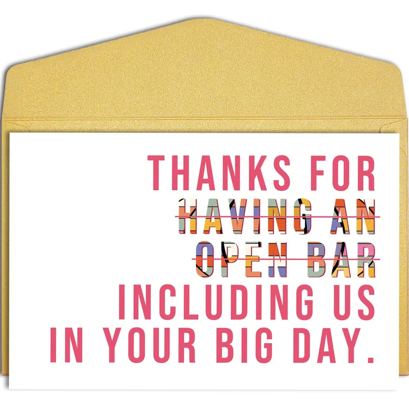 Thanks for Open Bar Card: A Funny Wedding Thank You