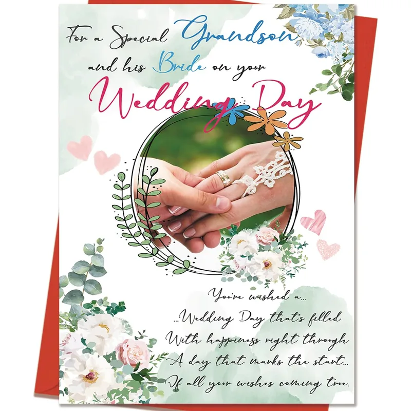 Congratulations Bride and Groom Card for a Grandson and His Bride