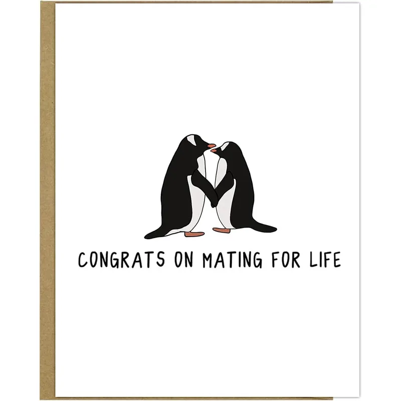 Mating for Life Card: Two Penguins Side by Side