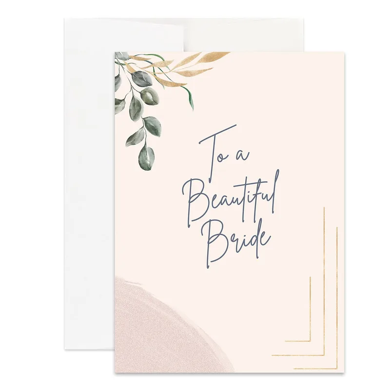Beautiful Bride Card: Soft Sage Greenery Watercolor