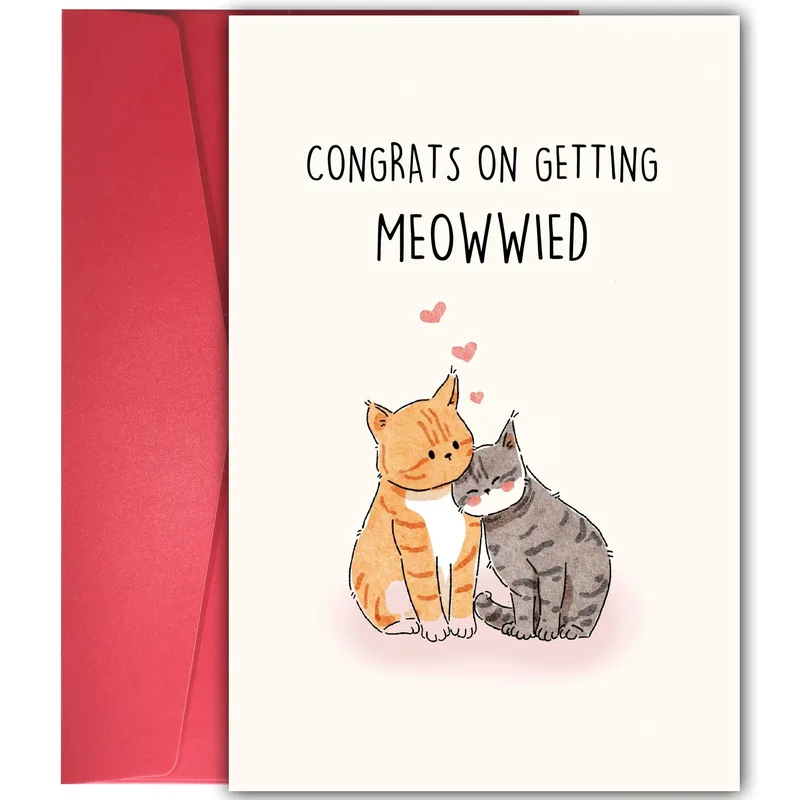 Engaged Cats Card: Congrats on Getting Meowwied