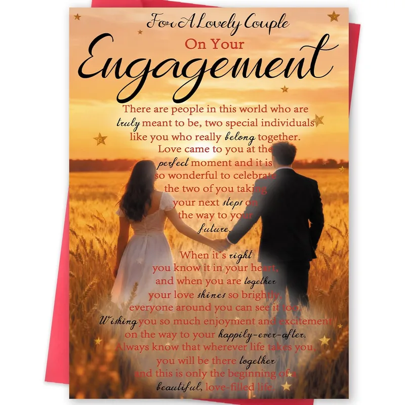 Engagement Couple Card: A Sunset Field Wish for Two