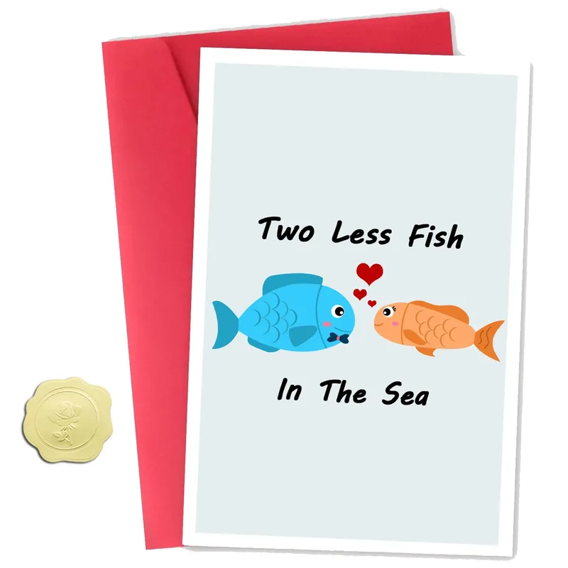 Two Less Fish Card for Your Engagement Celebration