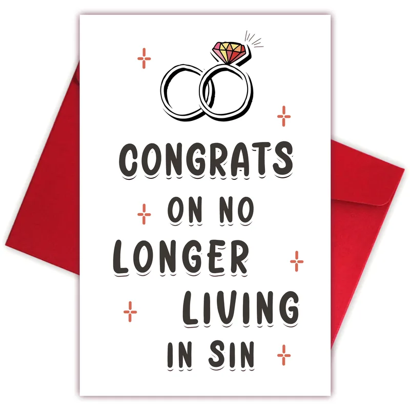 Living in Sin Card for Engaged Friends with a Wink