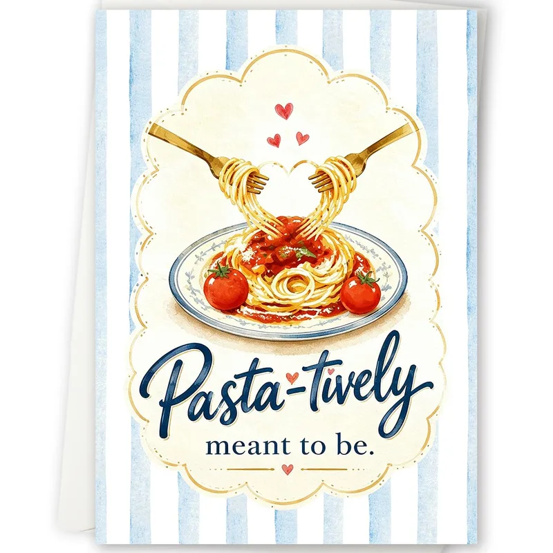 Pasta Lover Love Card: Pasta-tively Meant to Be