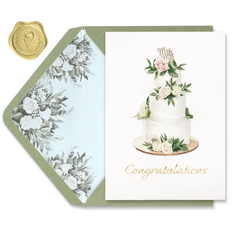 Newlywed Congratulations Card with a Wedding Cake Design
