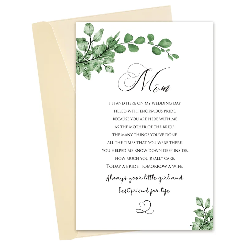 Mother of the Bride Card with Green Eucalyptus Leaves