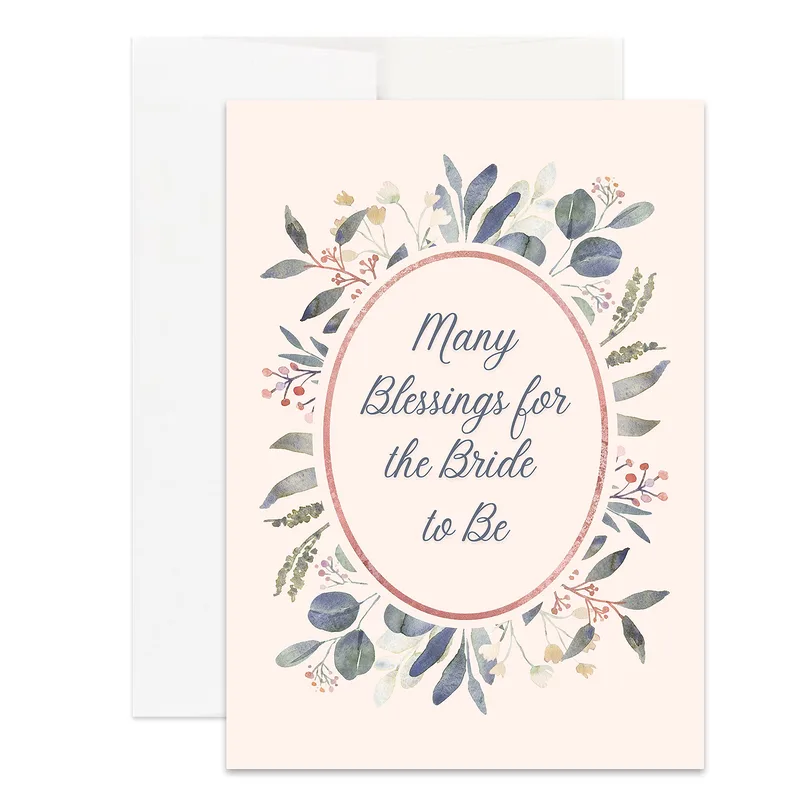 Wedding Blessings Card for the Bride to Be with Floral Wreath