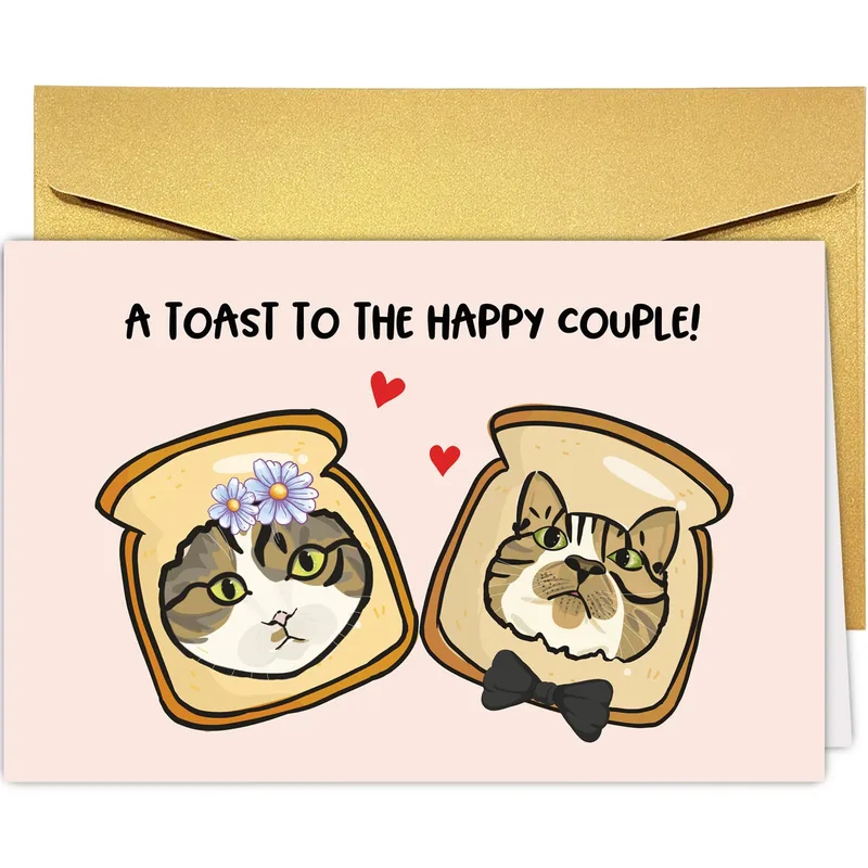 Cat Couple Wedding Card: A Toast to Two Happy Cats