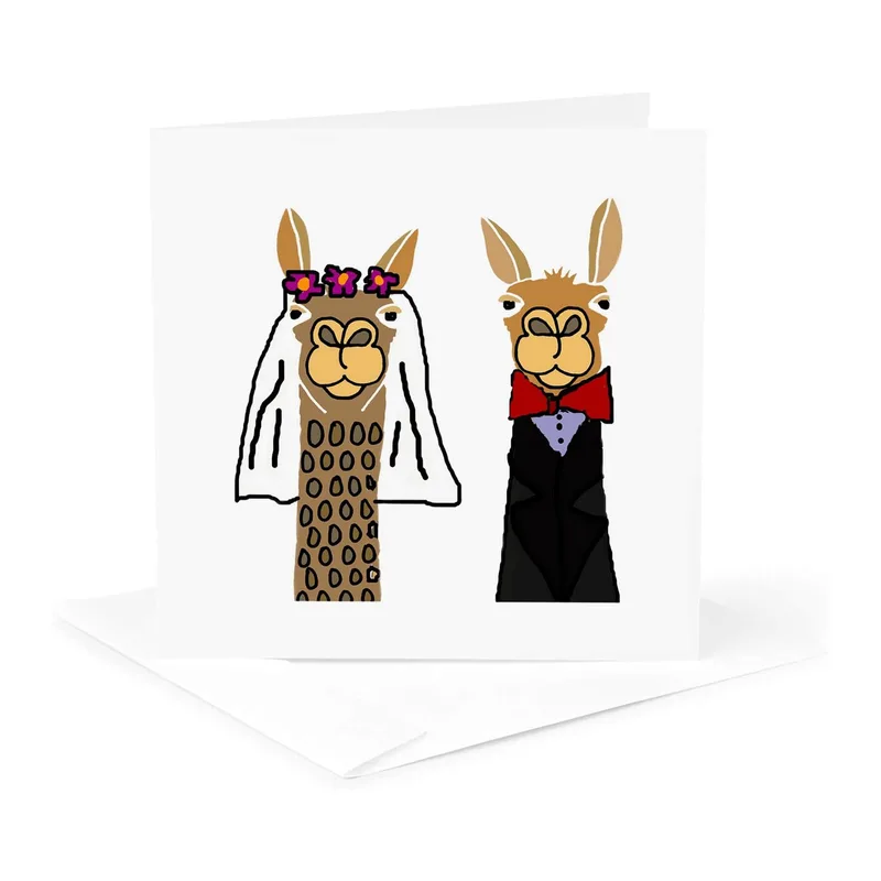 Llama Wedding Card for Your Happy Couple
