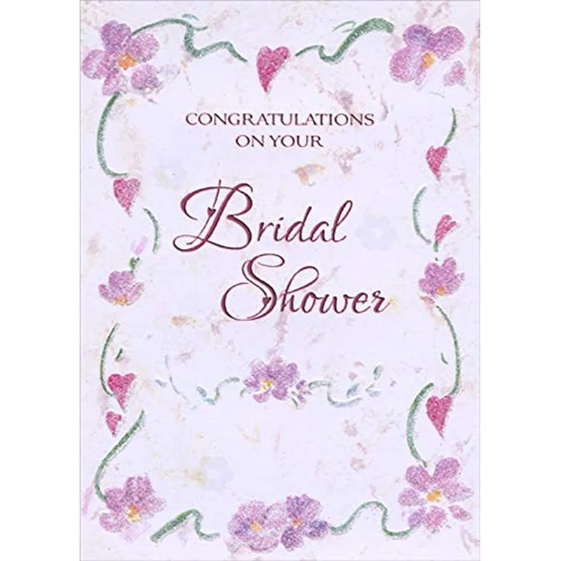 Bridal Shower Congratulations Card with Pink Floral Border