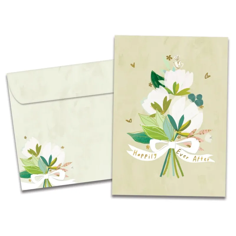 Engagement Flowers Card with a Happily Ever After Bouquet