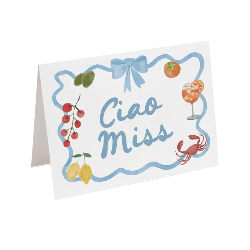 Italian Bridal Shower Card with Ciao Miss Script